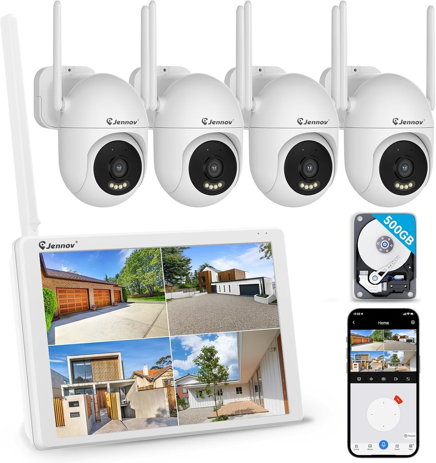 Wireless 5MP Security Camera System with Remote Access & Motion Alerts – No Fees