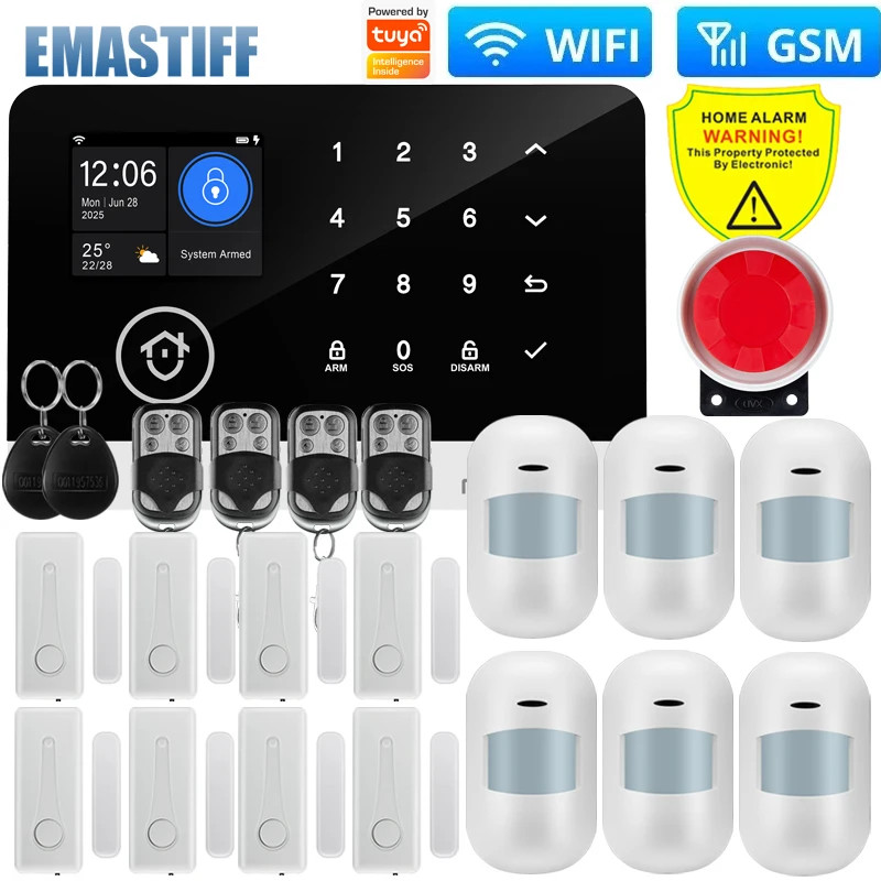 Tuya WiFi GSM Home Security Alarm System Wireless House Burglar PIR Motion Siren