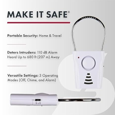 SABRE 110dB Wireless Door Handle Alarm – Vibration-Triggered Security Device