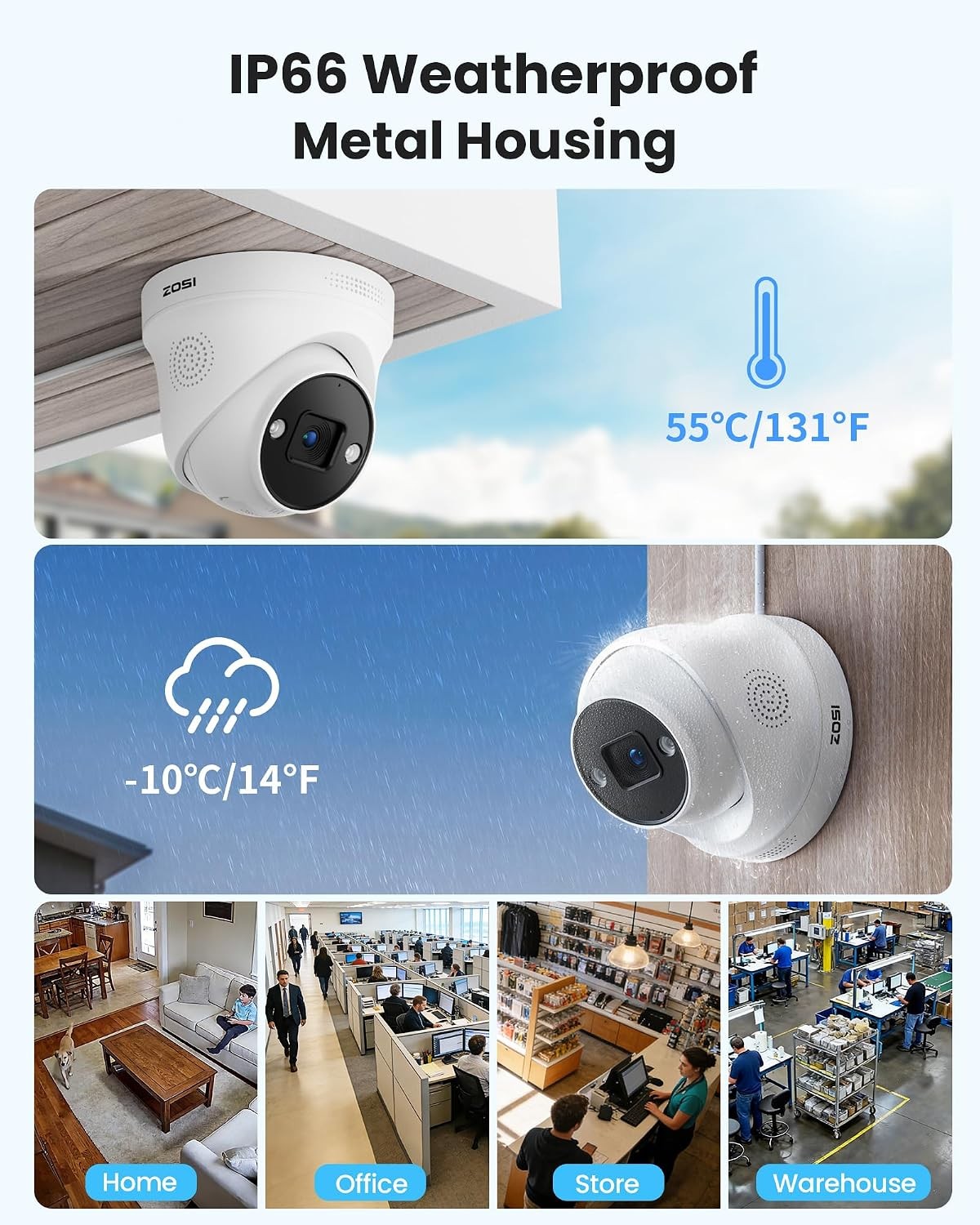 ZOSI 16CH 4K 8MP PoE NVR Security Camera System 8x Dome 4TB HDD AI Audio Outdoor