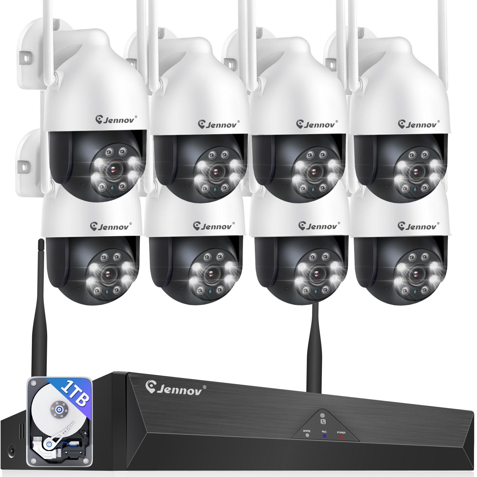 WiFi Wired Security Camera Wireless CCTV System Audio 1TB HDD 5MP 10CH NVR