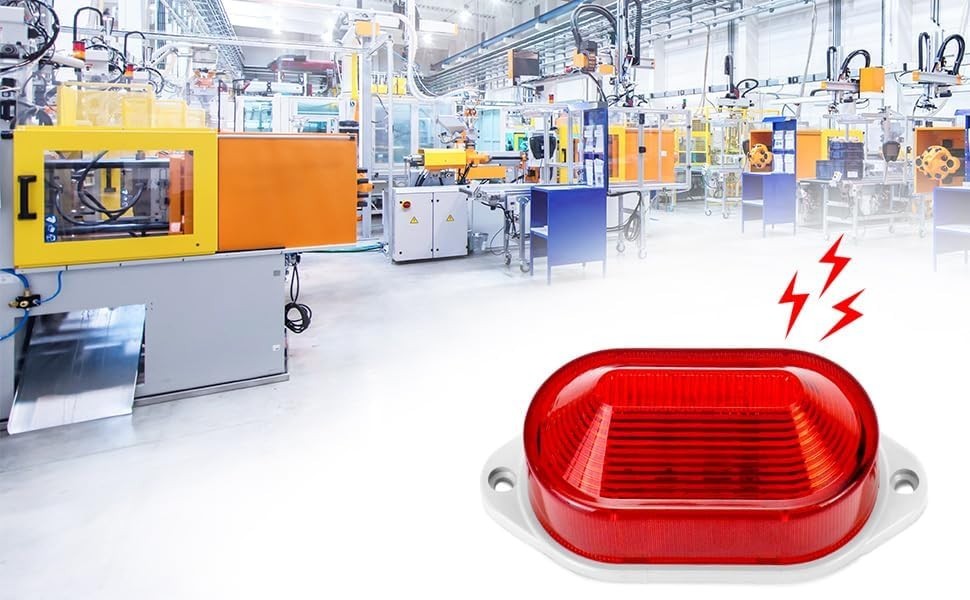 AC110V – 120V Industrial Strobe Siren Alarm Warning Light – Red – 110 dB Loud So