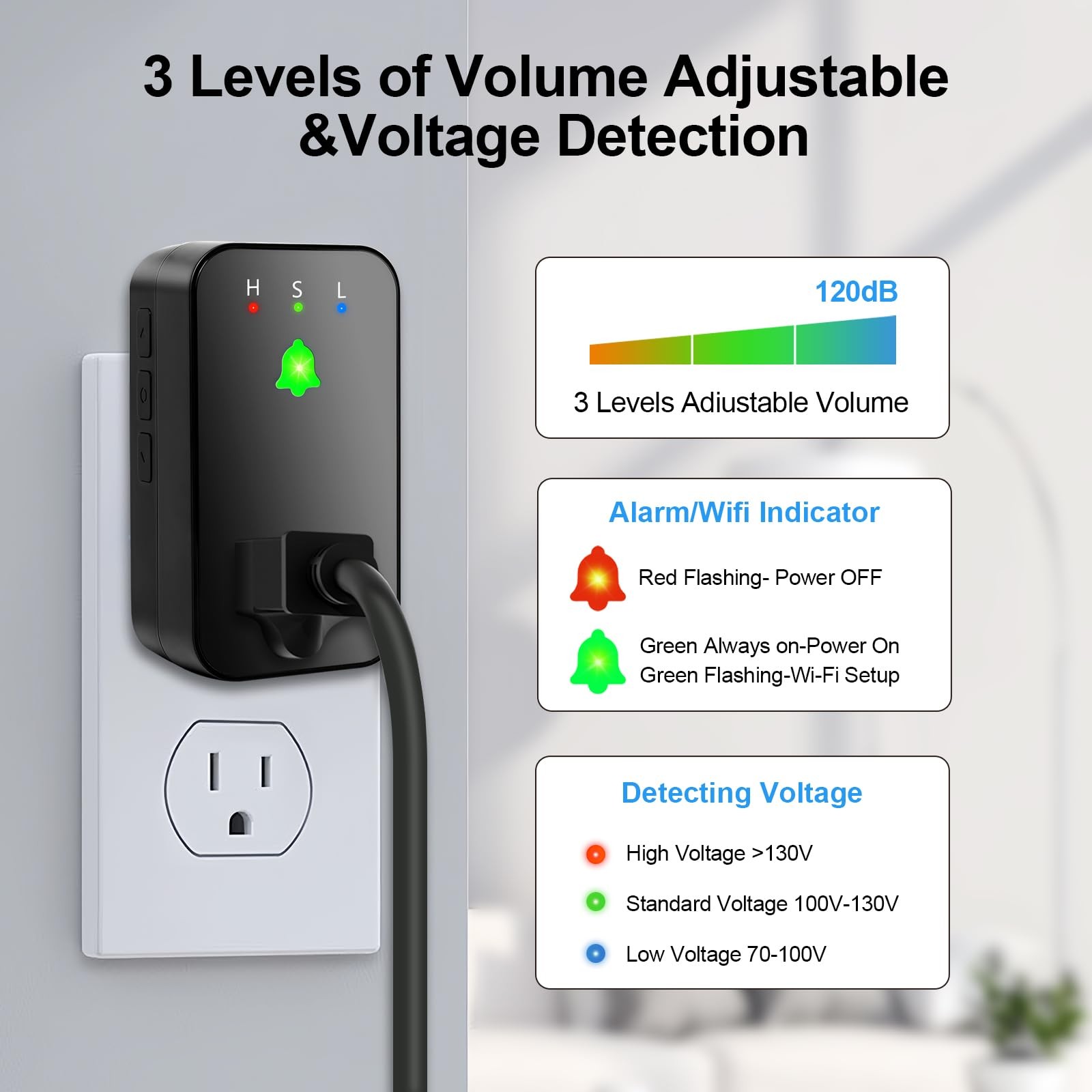 WiFi Power Failure Alarm, 110dB Freezer Alert with LED, App Notifications