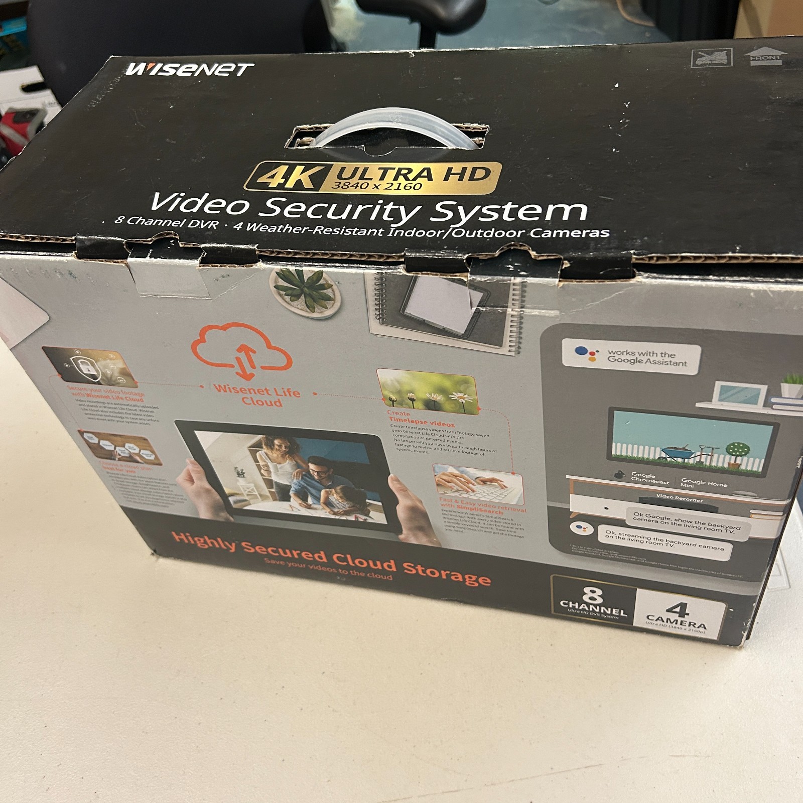 Samsung Wisenet SDH-B94047BF 4k Ultra Hd 8 Channel 4 Camera Security System New