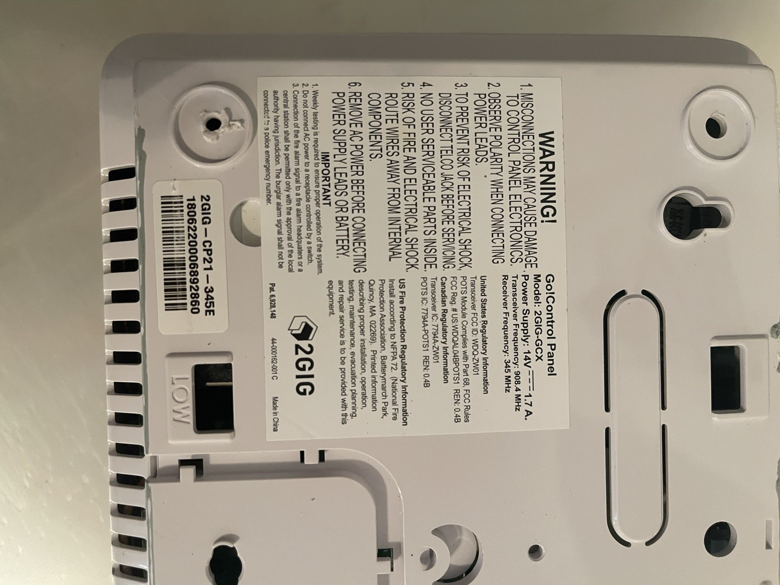 Security System Go Control Panel Model 2GIG-GCX