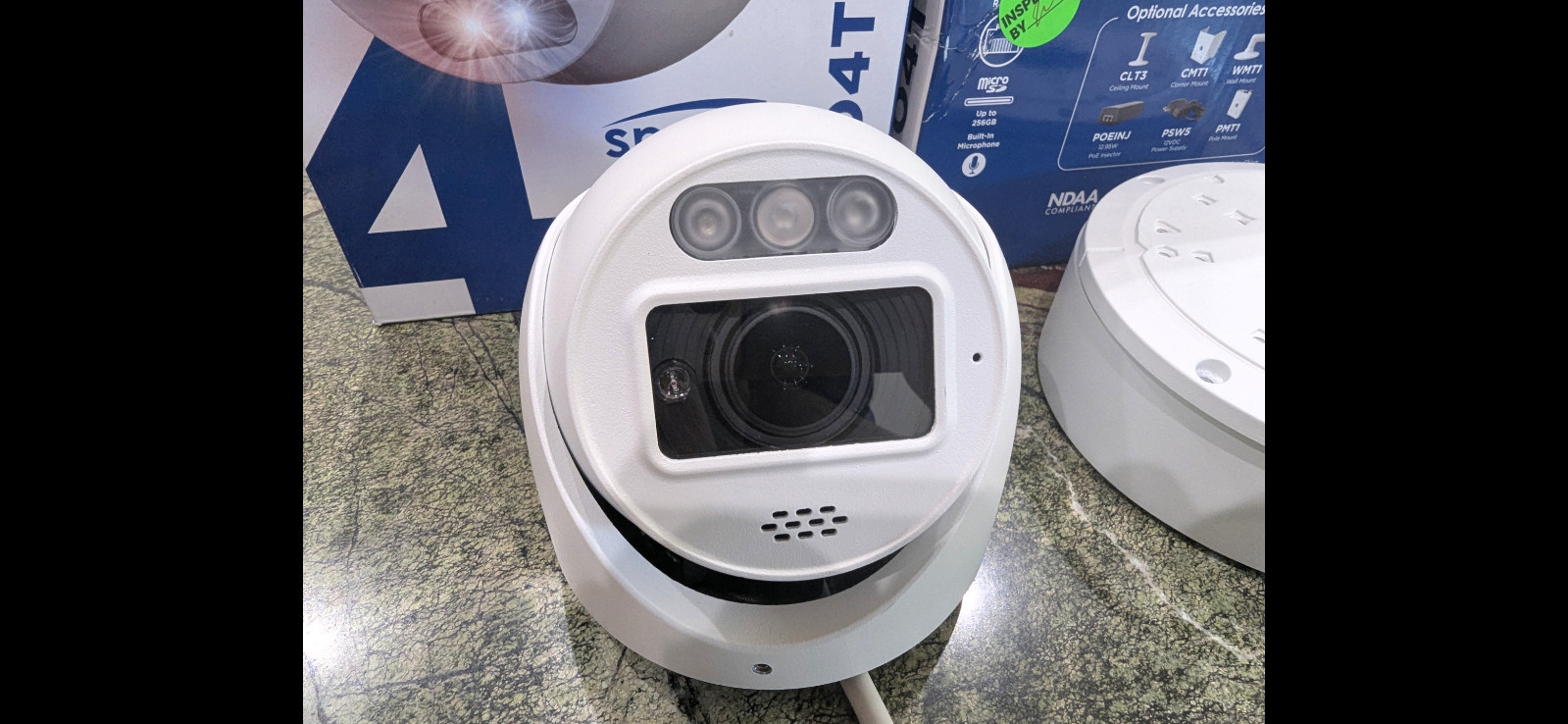 New Speco O4TDD1M 4MP IP Cam, Turret, With Blue & Red Strobe, 2.8-12mm White