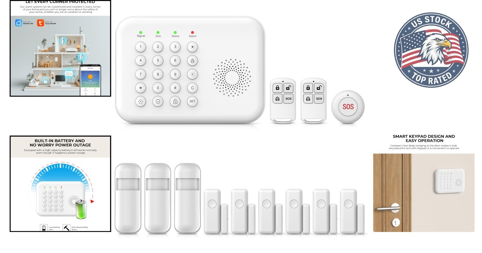 Expandable Wireless Alarm System with Tuya App & Alexa/Google Assistant