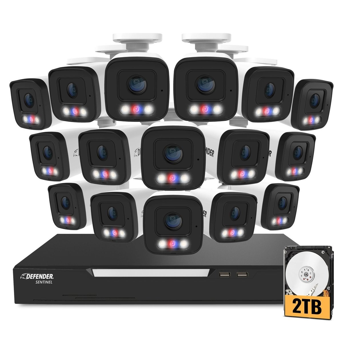 Defender Sentinel AI 16-Channel 16-Camera 4K Security System 2TB Free Shipping