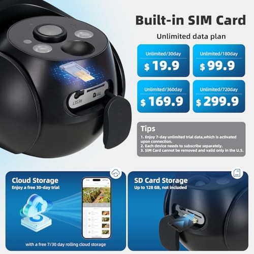 4G LTE Cellular Security Cameras Solar Powered No WiFi Security Black 2 pack