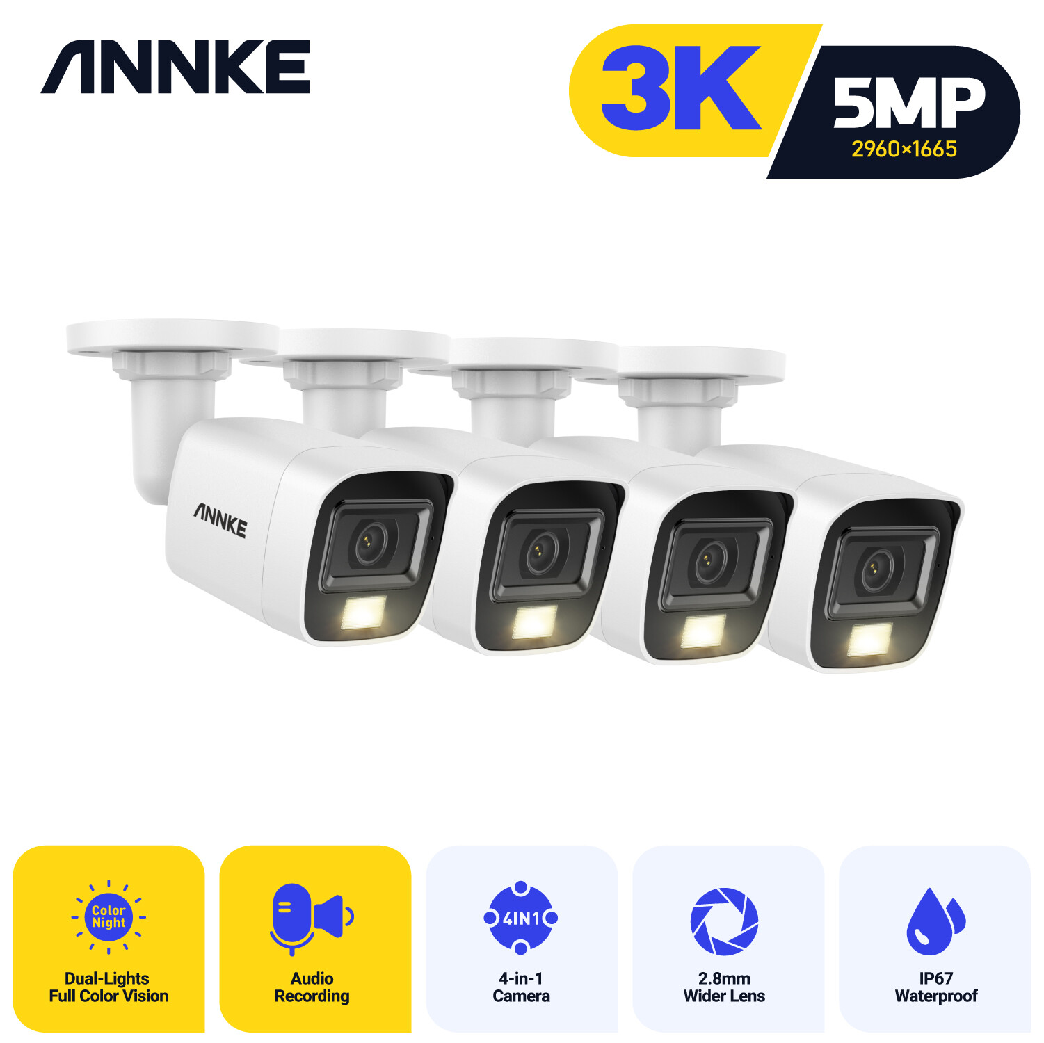 ANNKE 8MP/5MP/1080P IR Night Vision Home Outdoor Security Camera for CCTV System