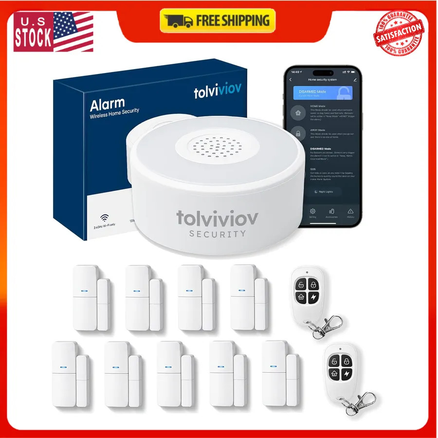 WiFi Wireless Home Security Alarm System 8 Piece Kit App Control Alexa Compat…