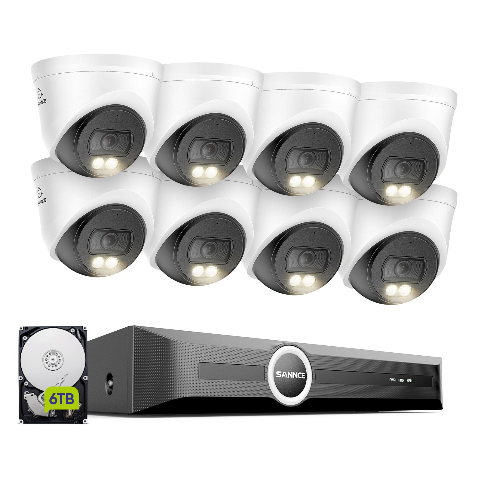 SANNCE 8CH NVR 3MP Audio PoE IP Security Camera System Outdoor Color Night AI