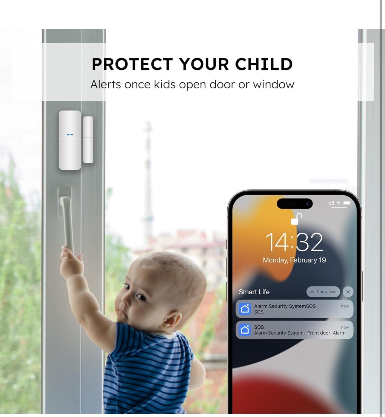 Wifi Door Alarm System, Wireless DIY Smart Home Security System, with Phone APP