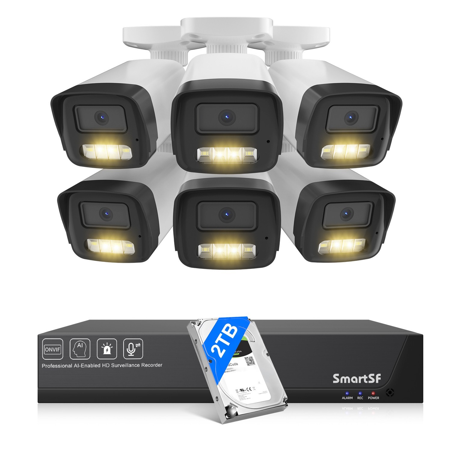 8CH NVR 5MP PoE Security Camera System Home CCTV Surveillance Outdoor 2TB HDD