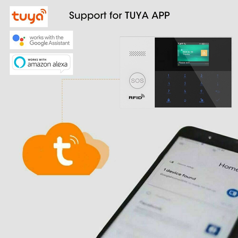 TUYA WIFI APP GSM Wireless Home/Office Security Alarm Burglar System+RFID Tag