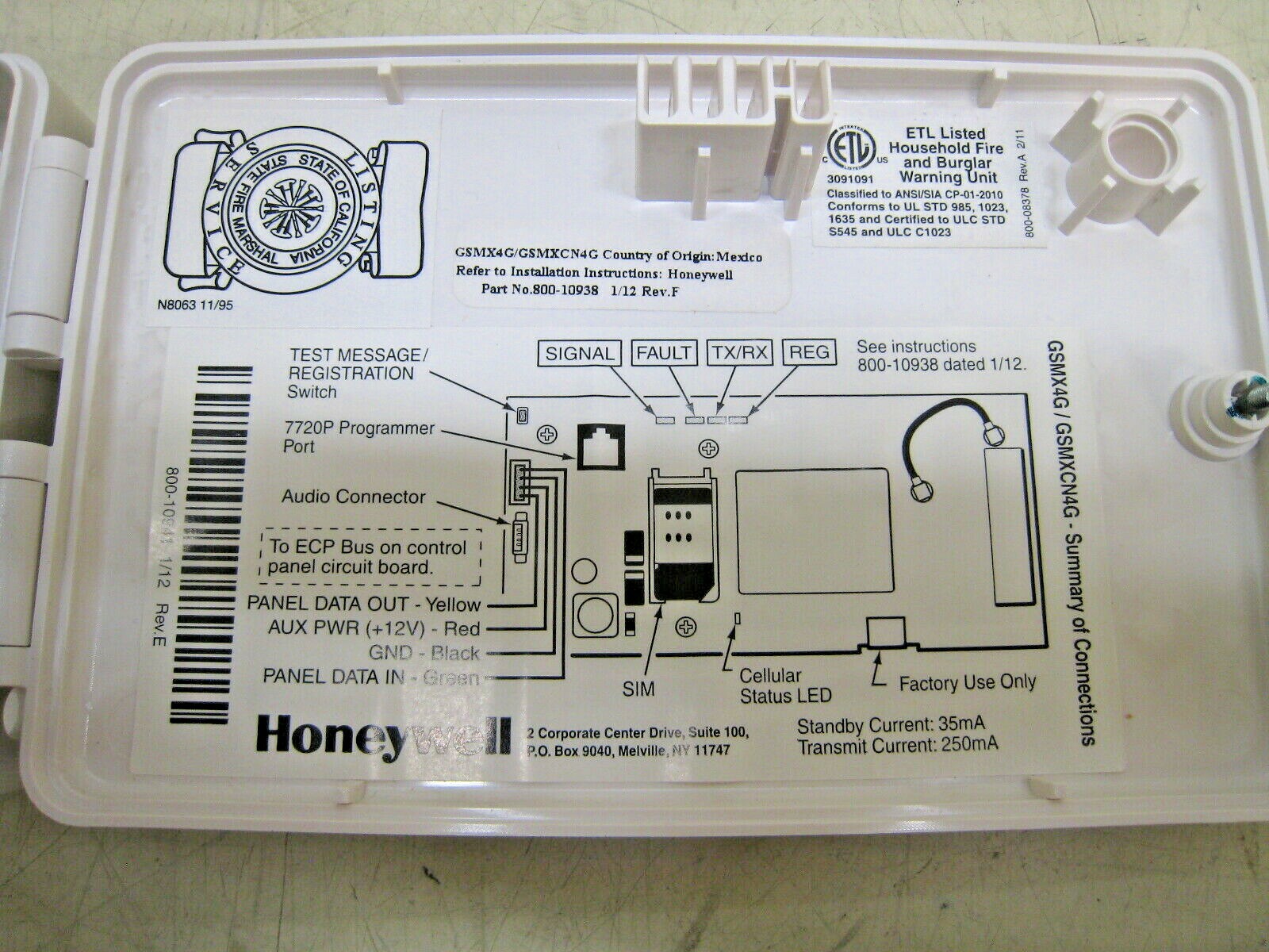 Honeywell Model No. GSMX4G Cellular Communicator Radio Module FREE SHIPPING