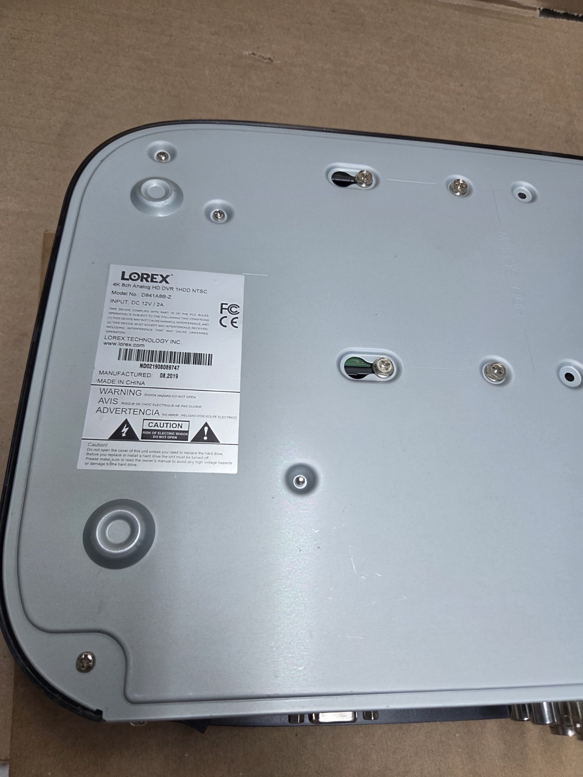 Lorex D841A8B-Z 4K 8Ch Analog Ultra HD DVR 1 HDD 2TB / DVR ONLY