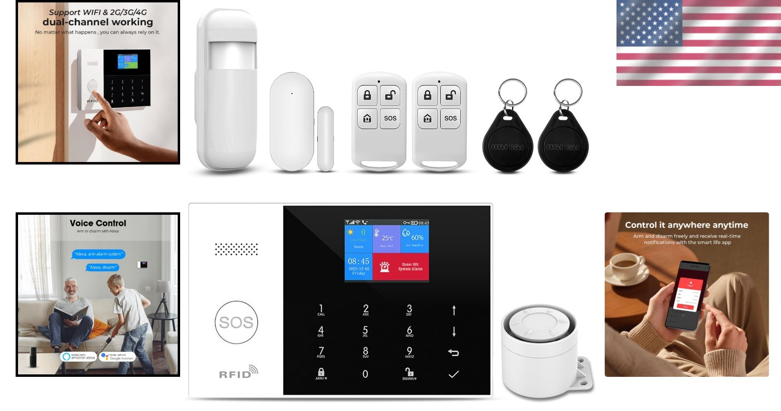 Secure Your Home Effortlessly: 8-Piece Wireless Security System with App Control