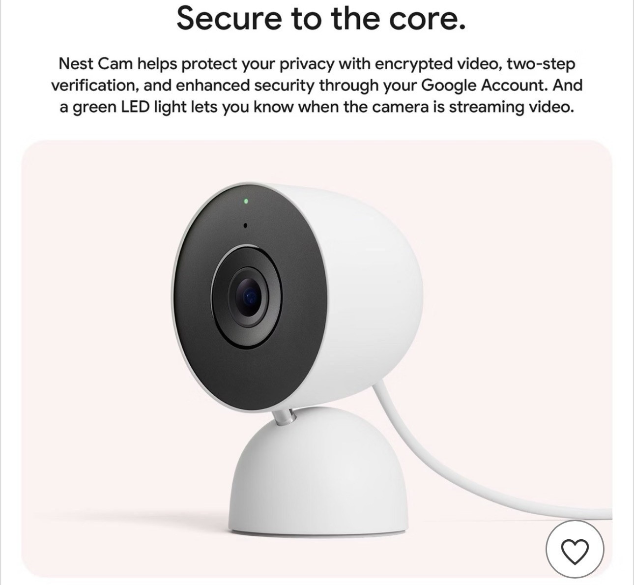 Google Nest Cam Indoor 2K Wired 3rd Gen Security Camera with Gemini Snow New