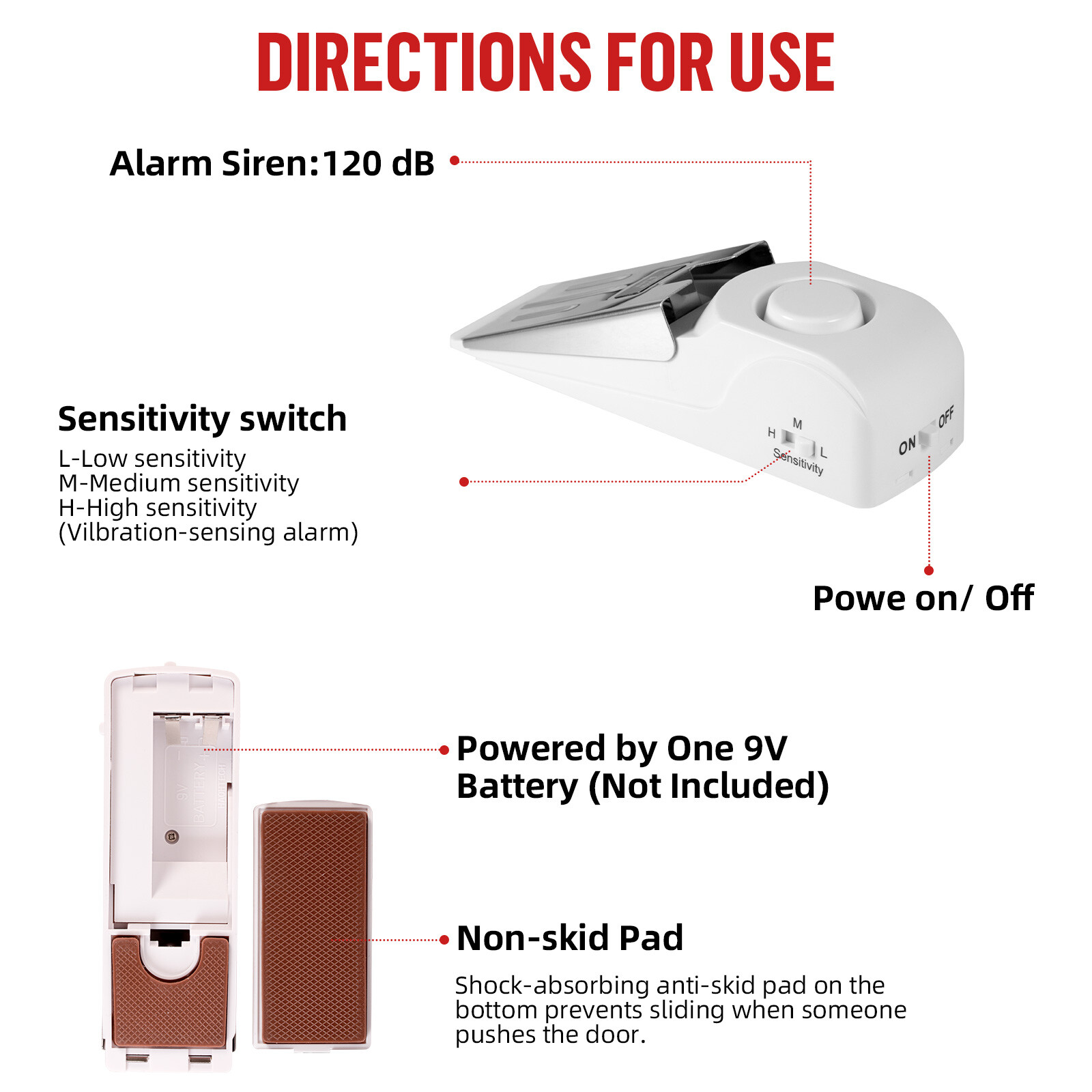 4 PACK Security Door Stop Alarm 120DB Hotel Home Portable Security Safety Tools