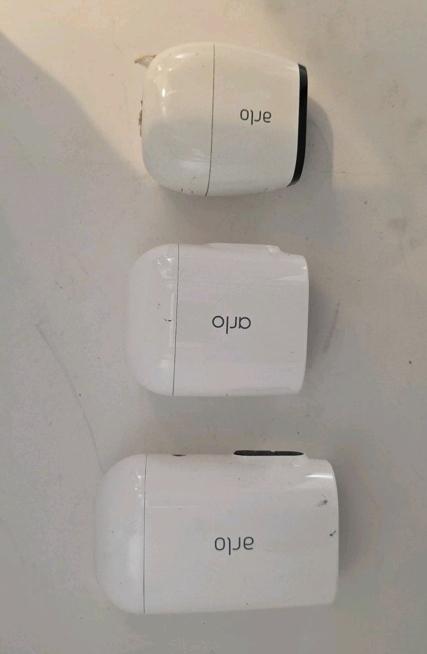 Lot Of 3 Arlo/Netgear Security Cameras /Base Station, Batteries & Charger AS IS