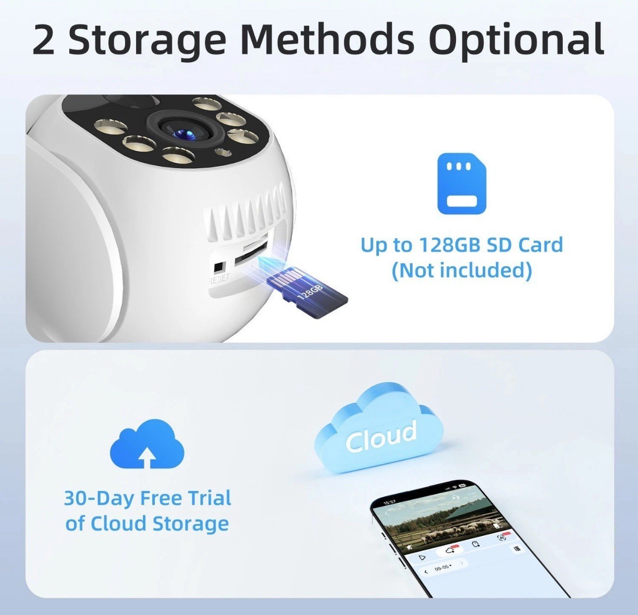 4G LTE Cellular Solar Security Camera Wireless Outdoor Built-in SIM Card 2PACK