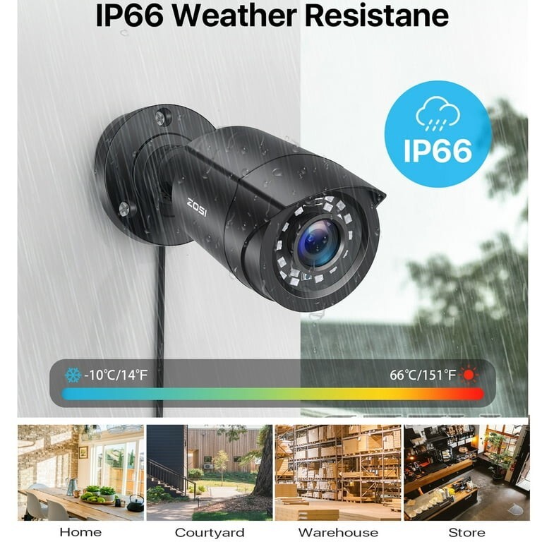 Zosi H.265+ 4x weatherproof 1080p security camera system 8 channel dvr No HDD