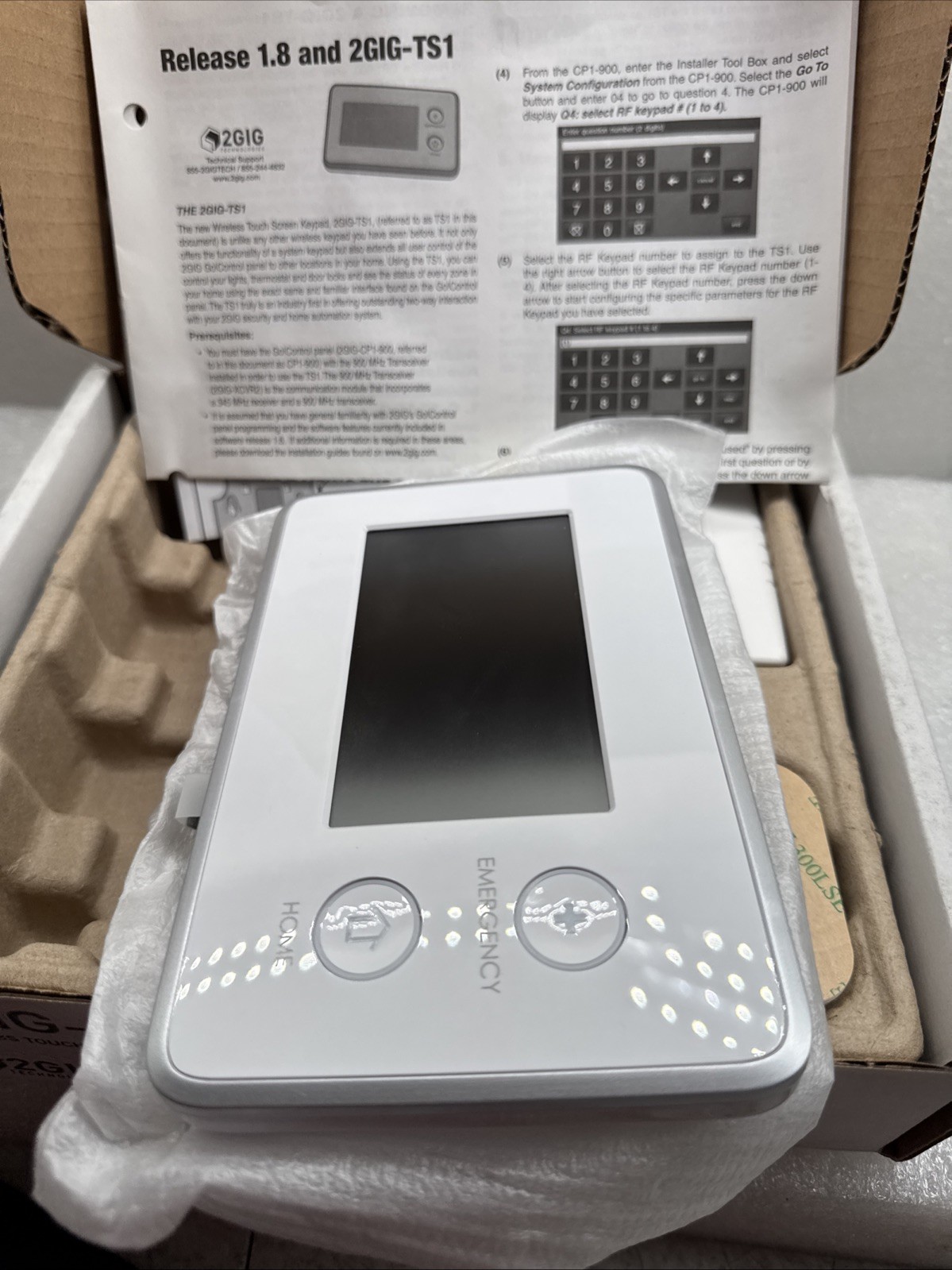 2GIG Wireless Touch Screen Keypad (2GIG-TS1) Missing Back Cover UNTESTED