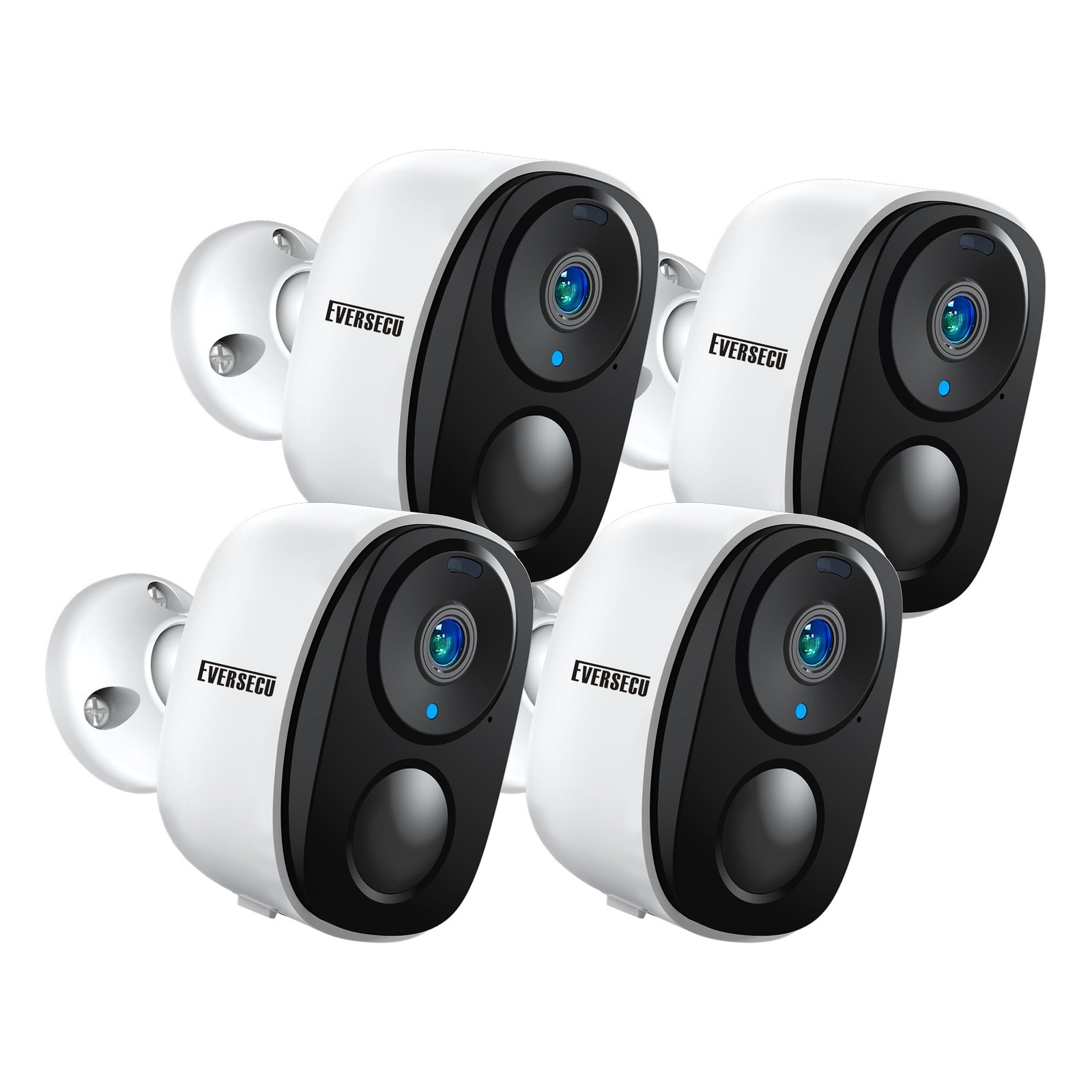 EVERSECU 2K 3MP Outdoor Wireless Security Camera Support Full, 4pack White