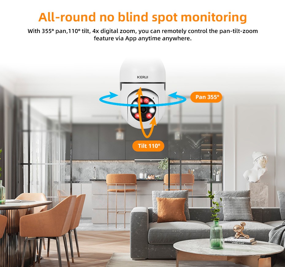 1080P WiFi E27 Light Bulb Camera 3PCS Smart Home Security Surveillance Cameras