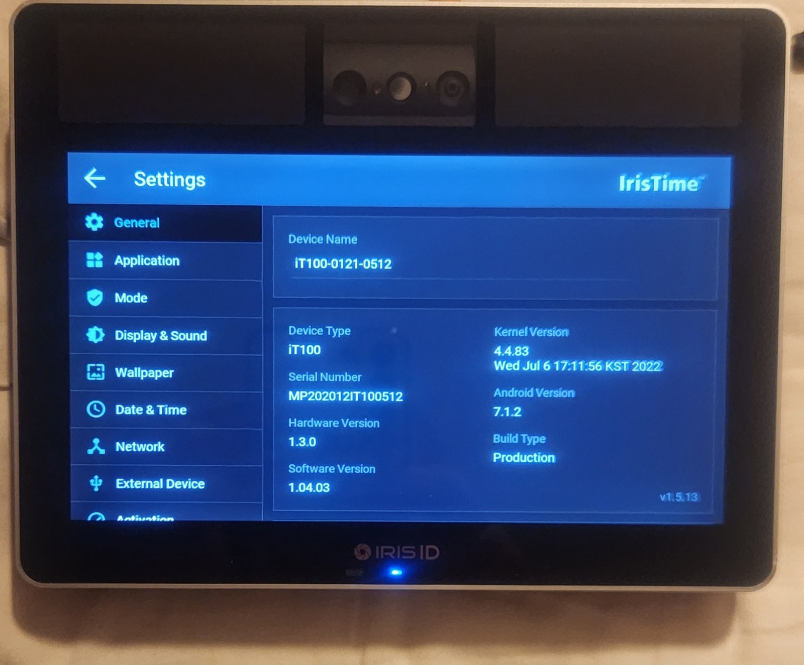 IrisTime iT100 Iris & Face Recognition