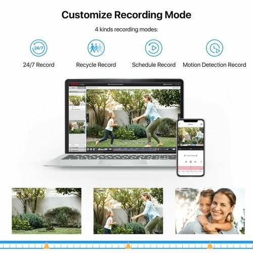 ZOSI 8CH 5MP Lite DVR 1080P Outdoor CCTV Security Camera System Kit Night Vision