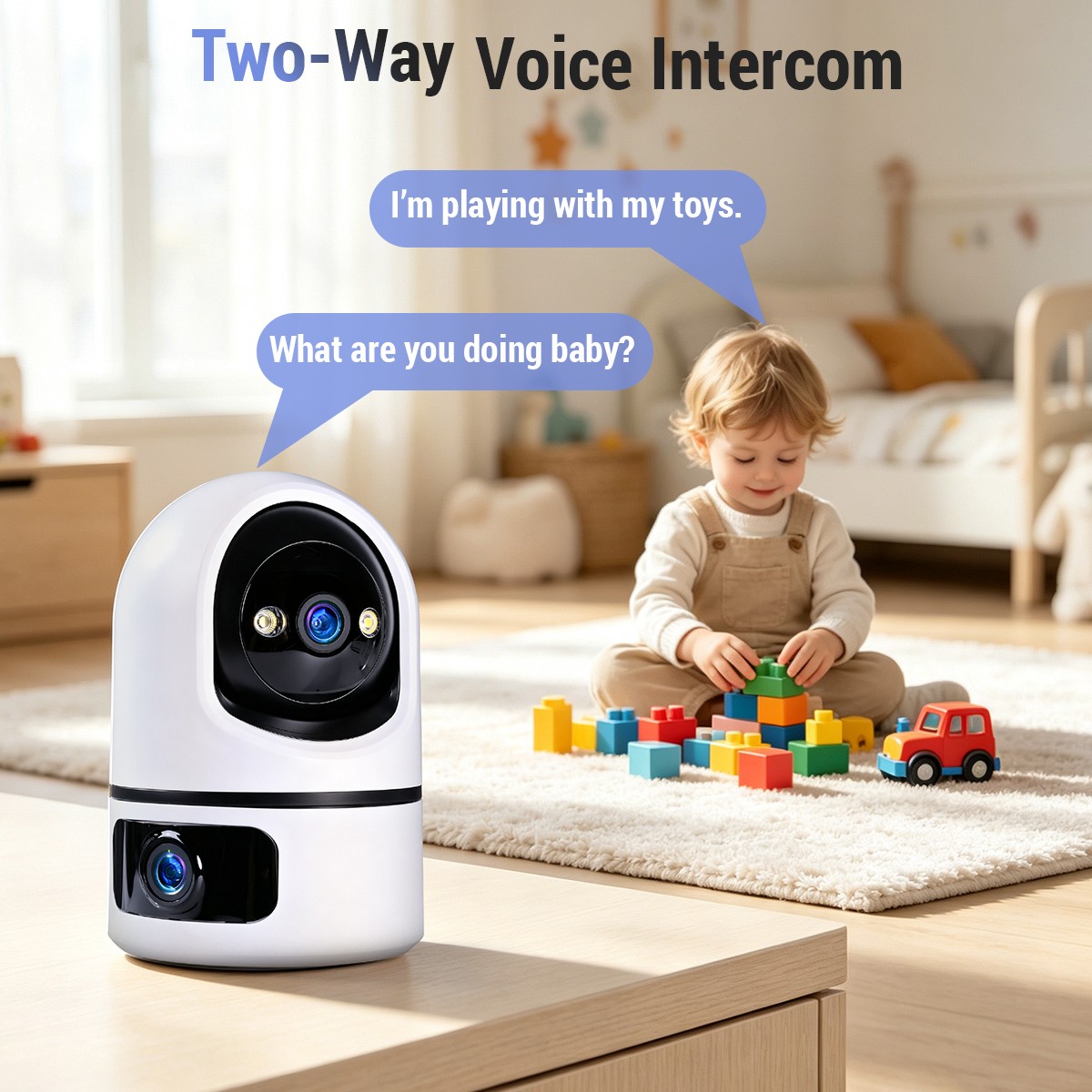 2K Audio Security IP Camera Dual Lens Indoor AI Human Detect Color Night Vision