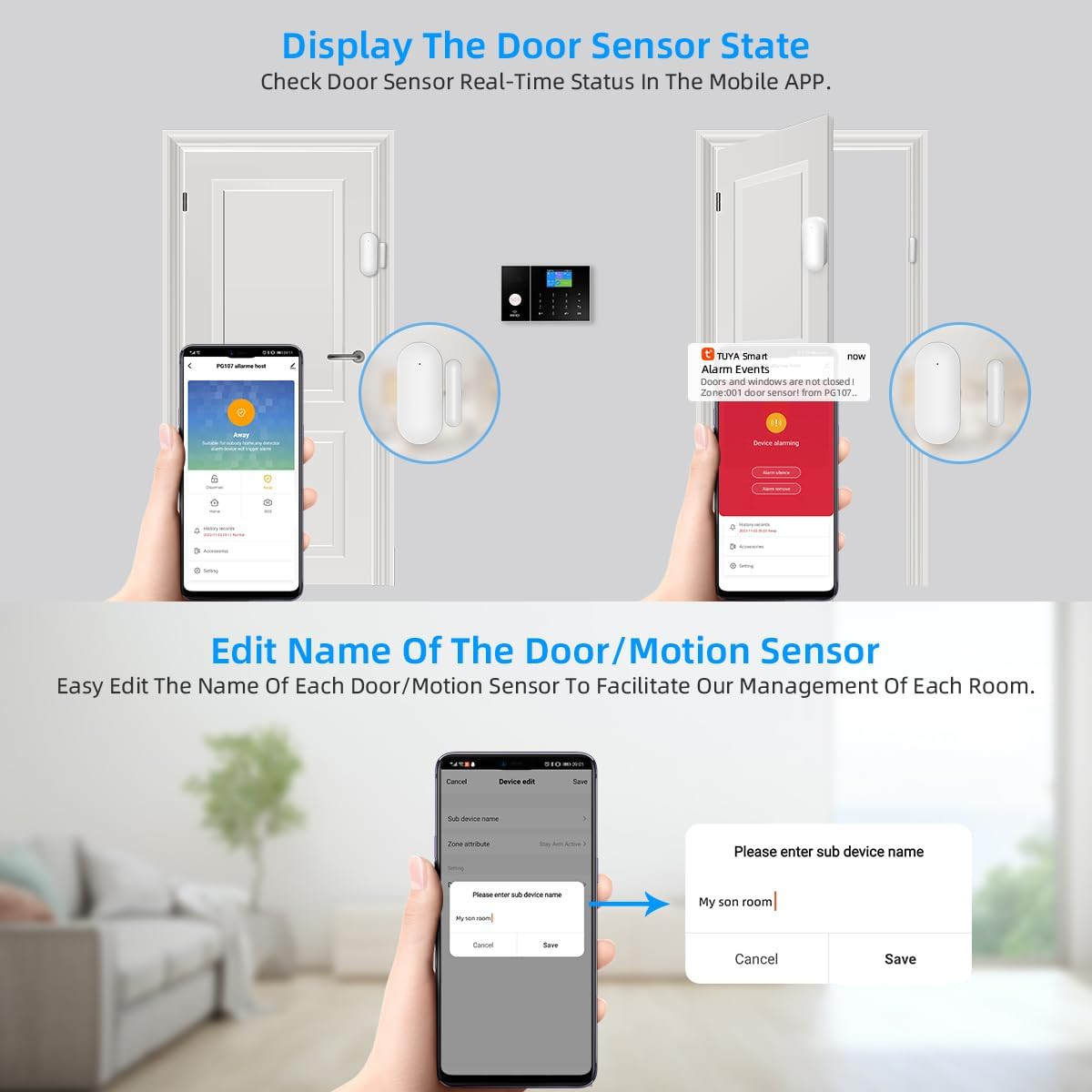 Alarm System for Home Security,Wifi+Gsm 4G DIY Alarm Kit with Phone APP Alert, D