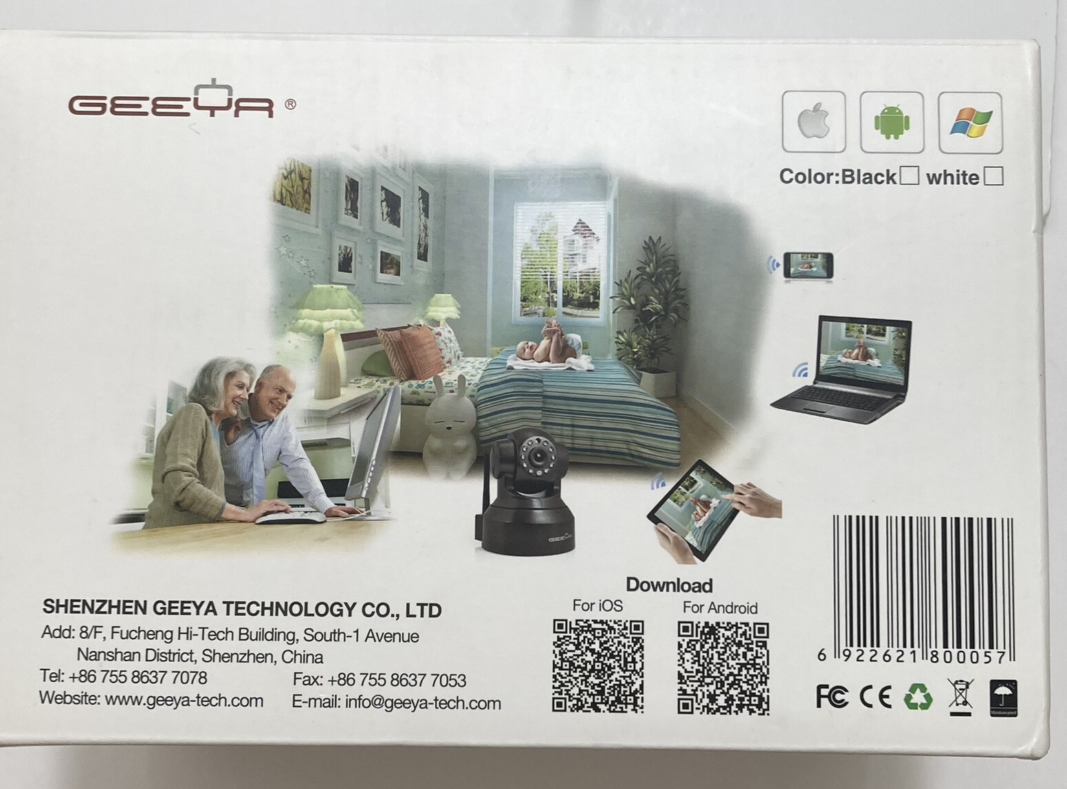 GEEYA HD Wireless WIFI IP Camera 720P H.264 IR-CUT P2P 1.0MP Night Vision Phone