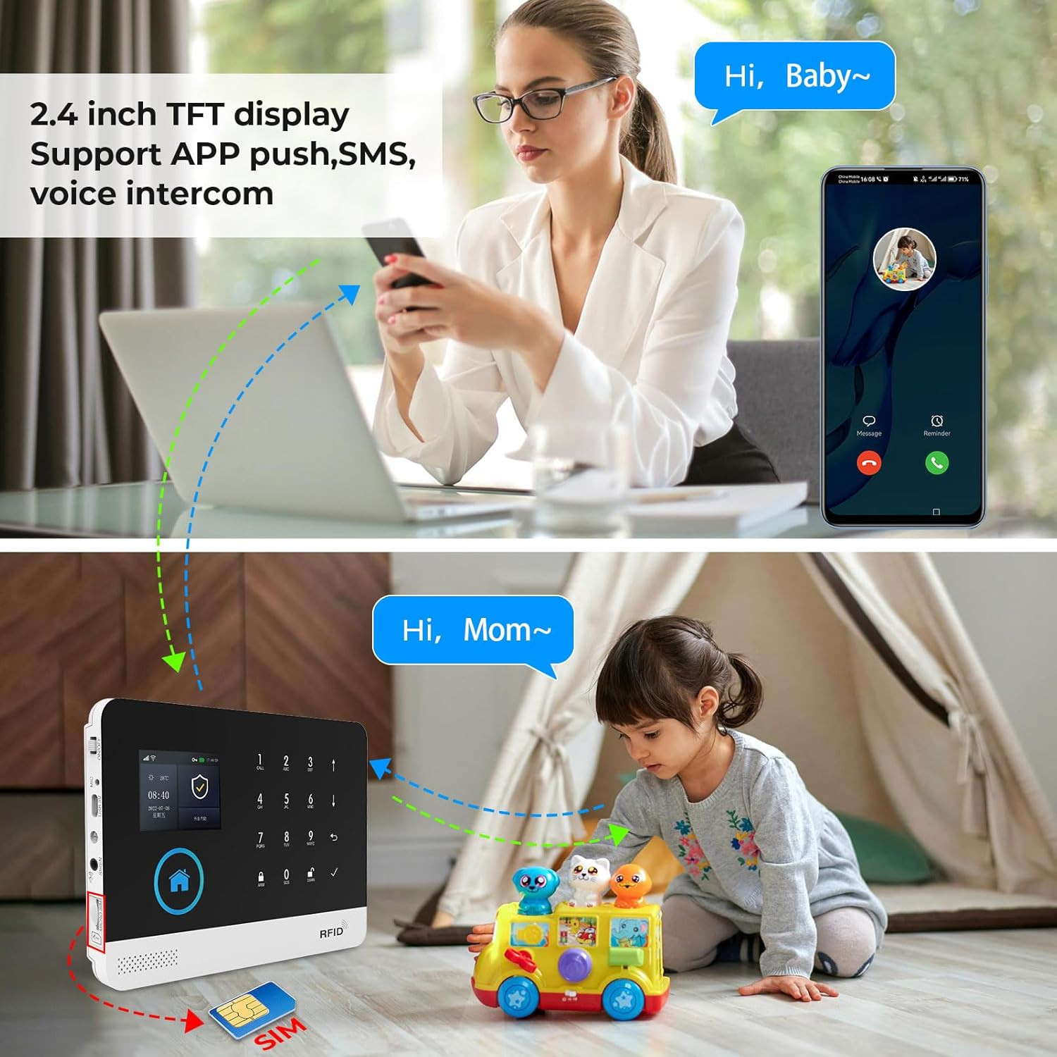 Home Security System – Alarm 8-Piece Kit Compatible with Alexa,Tuey and Smart Li