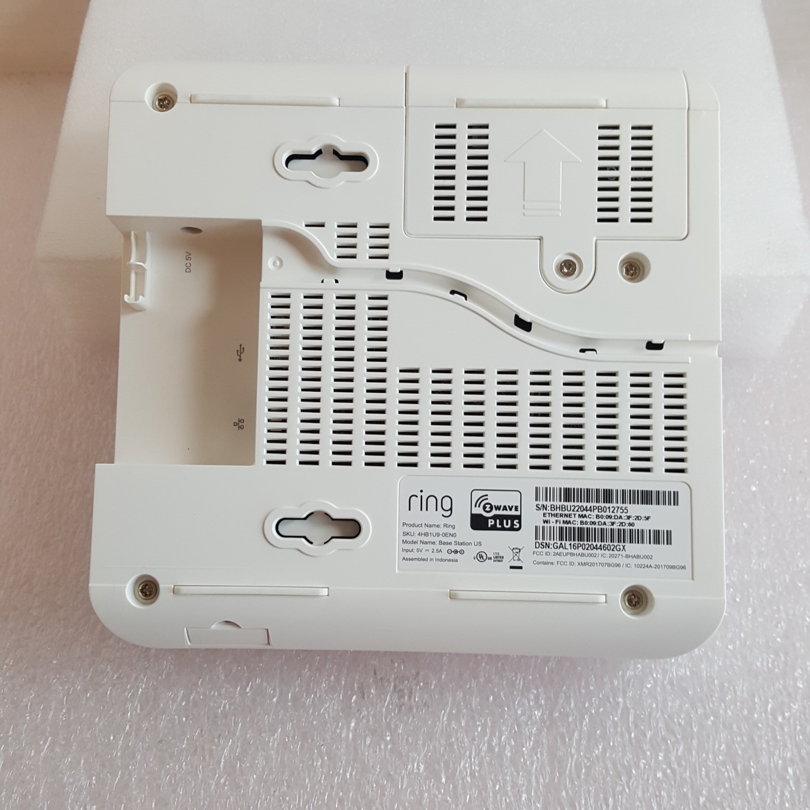 Ring Alarm Base Station US Z Wave+ 4HB1U9-0EN0 Gen 2 W/Power Cable WiFi-Indoor