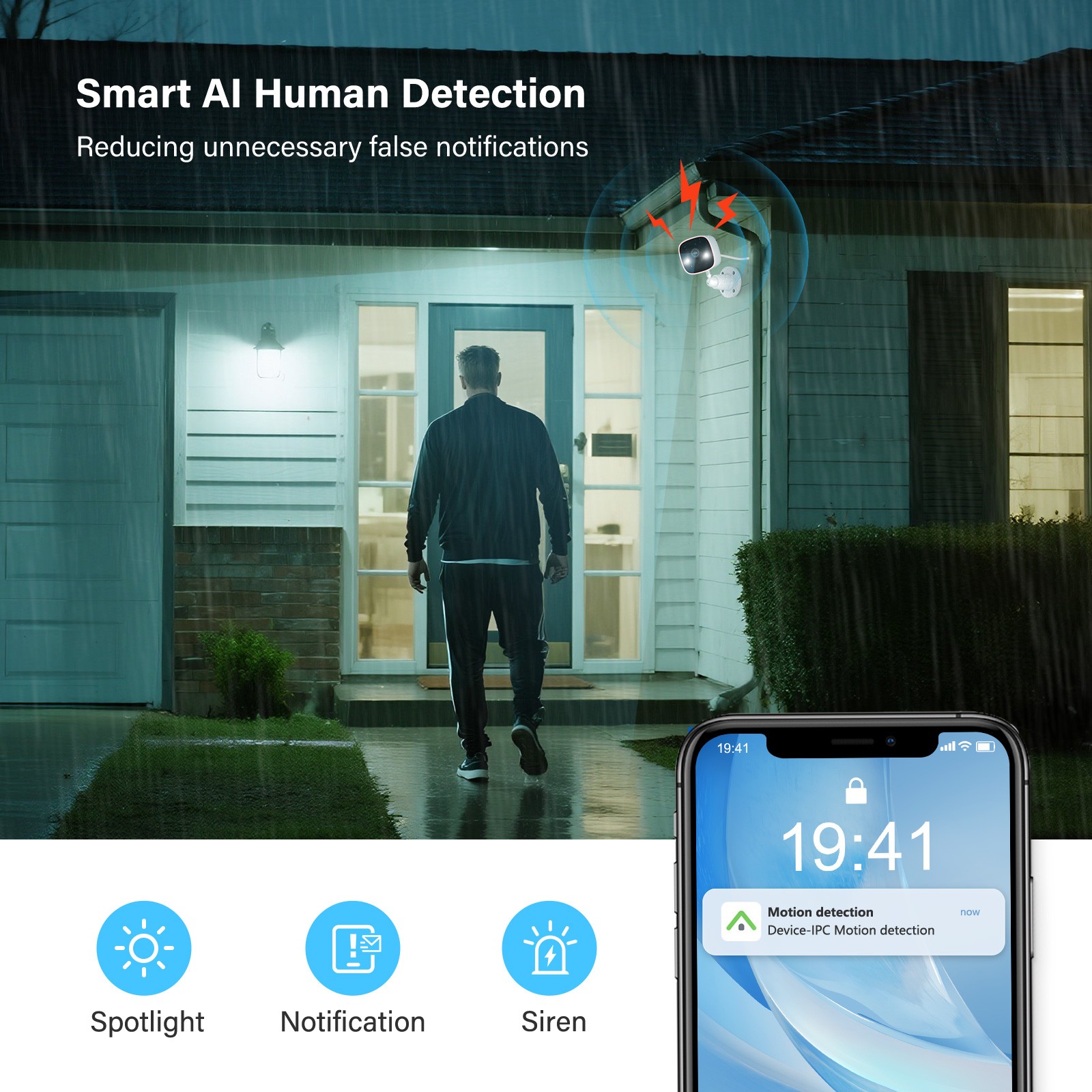 JENNOV 2.4G Wifi Indoor/Outdoor IP Wired Security Camera 3MP Night Vision Audio
