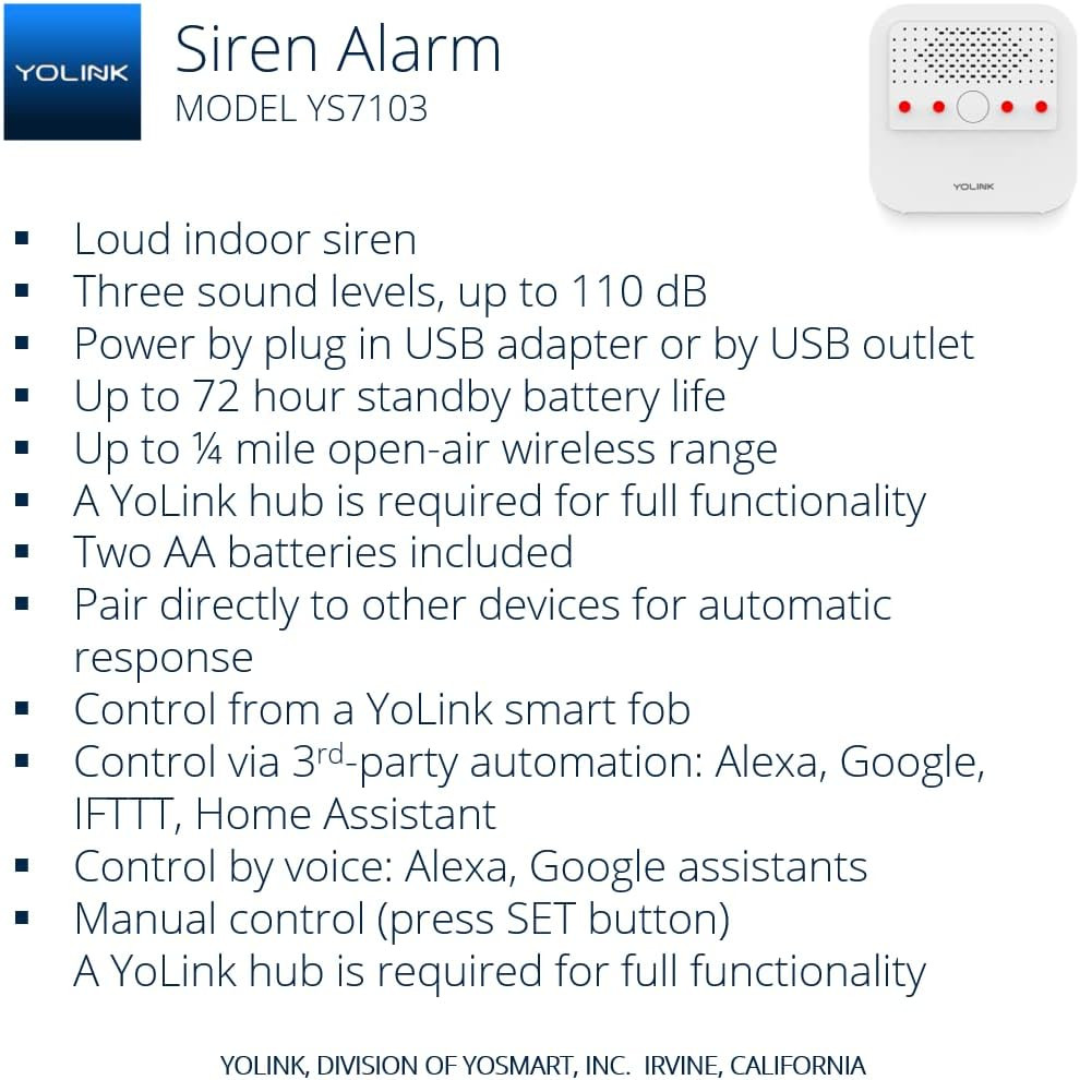 Smart Siren Alarm, Wireless Home Security Alarm with 110 Db Loud Audible Alerts,