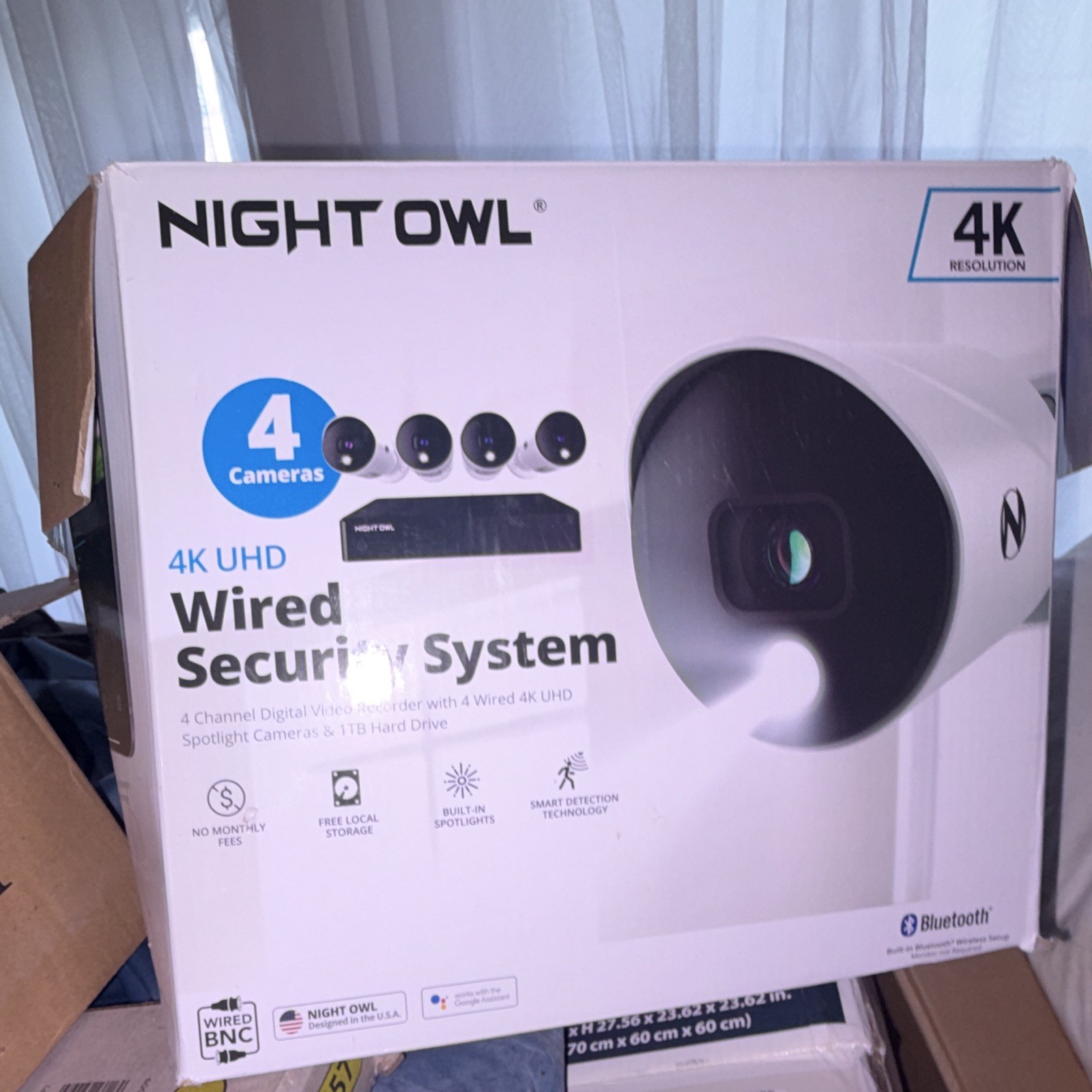 Night Owl 4K UHD Wired BNC CCTV System 4 Cameras 4CH DVR 1TB Spotlights