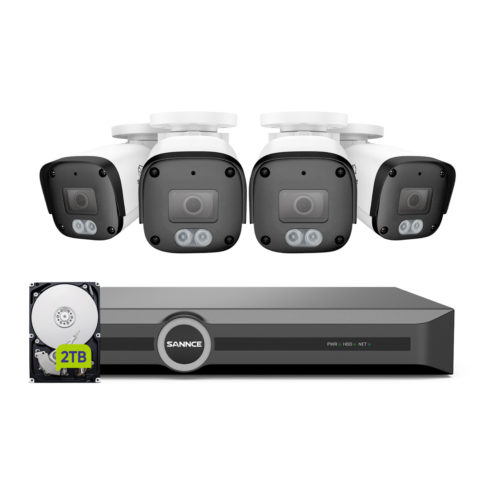 SANNCE 8CH NVR 5MP POE IP Security Camera System Audio Recording AI Outdoor 2TB