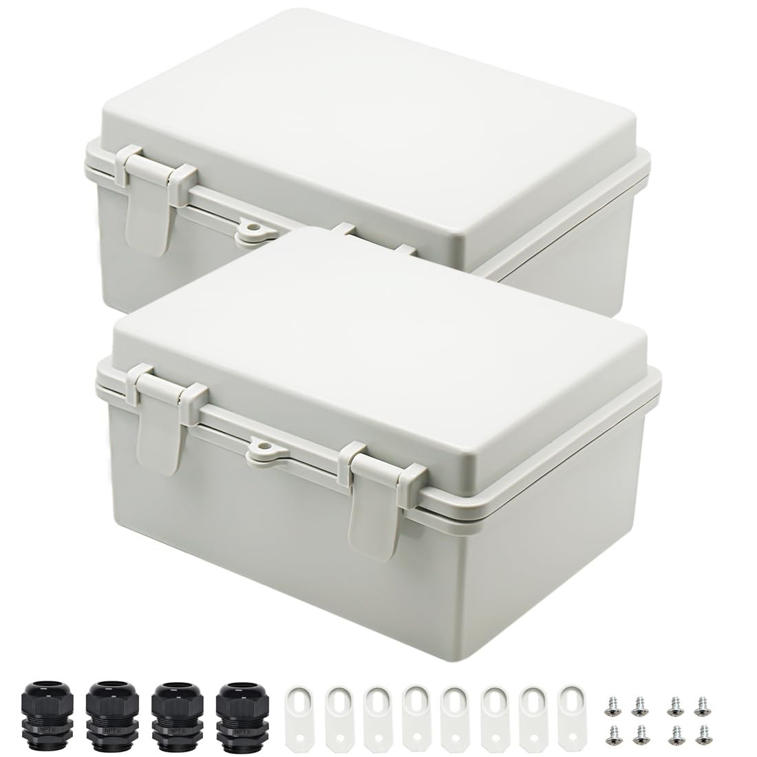Zulkit 2pcs Junction Box ABS Plastic Dustproof 8.7″ x 6.7″ x 4.3″(2pcs), gray