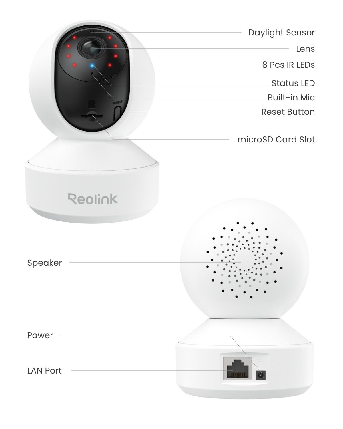 REOLINK E1 Pro 3K Dual-Band Wi-Fi Indoor 1 Count (Pack of 1), White 5MP