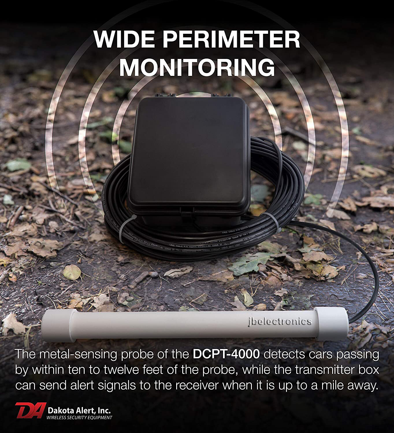 DAKOTA ALERT DCPA-4K PLUS PROBE ALERT DRIVEWAY ALARM+RELAYS+12V OUTPUT-50′ WIRE