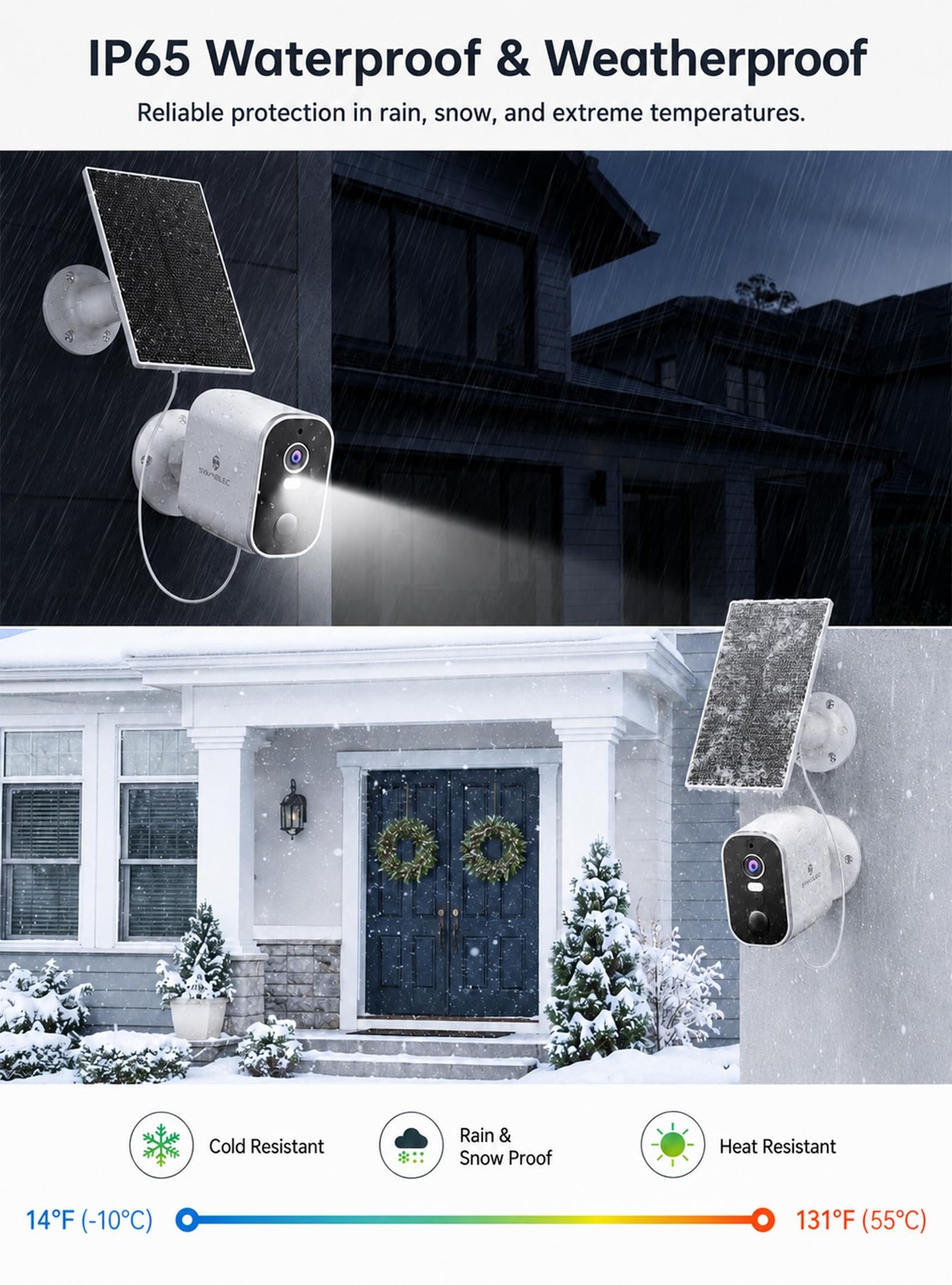 SYMYNELEC 2K Solar Security Cameras Wireless Cam 4Packs, 2.4GHz Only