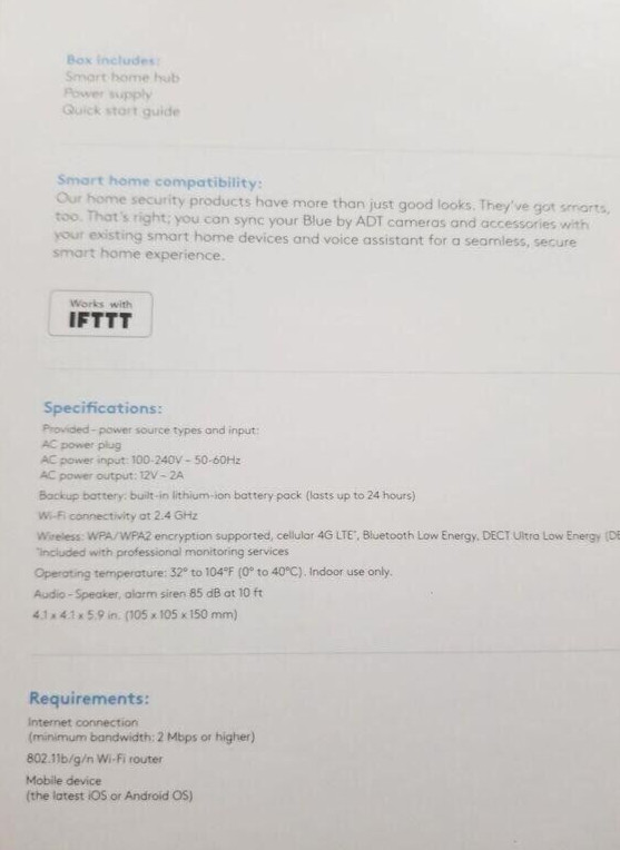 Blue by ADT Smart Home Hub S40LR0-01 Brand New in Open Box – Graphite