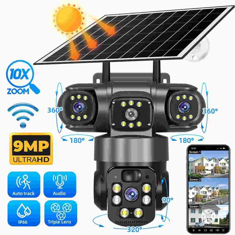 9MP Camara De Seguridad Inalambricas Para Exterior Con Vision Nocturna y Audio