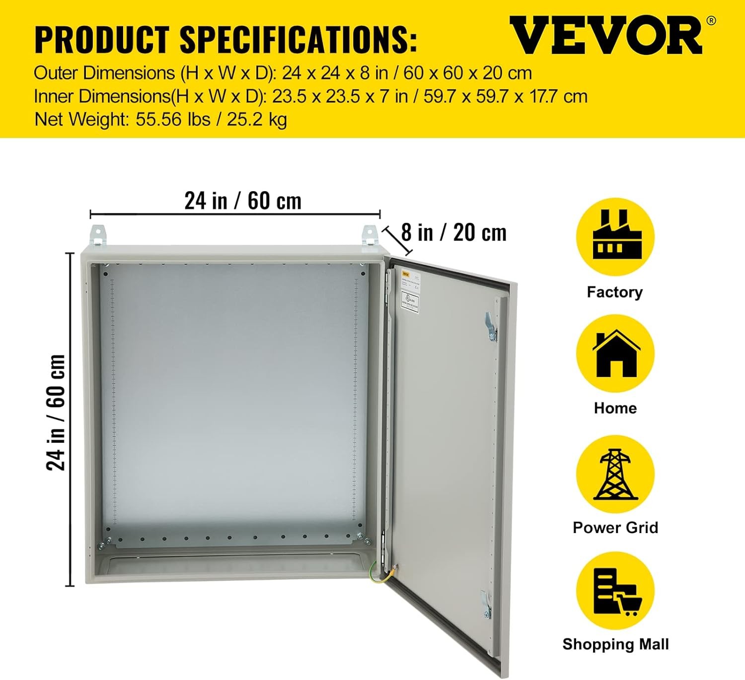 VEVOR Electrical 24'' x x 8'', White Gray