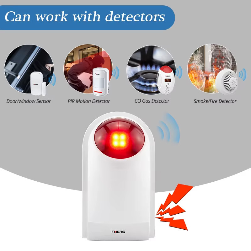 J008 Flash Siren Smart Home Alarm Outdoor Siren Sound Strobe Flash Alarm Siren F