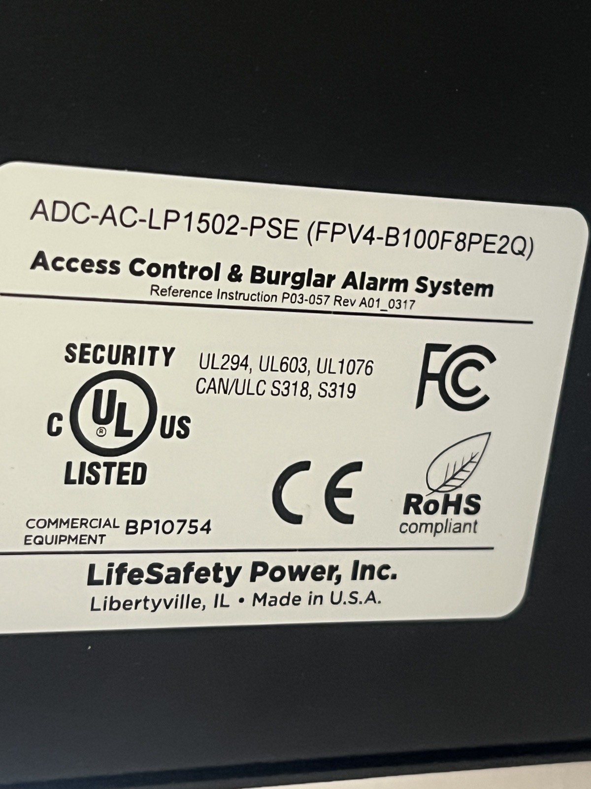ADC-AC-LP1502-PSE Two Door Controller & Power Kit